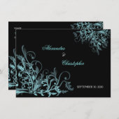 Invitation Élégant tourbillons turquoise Enregistrer la date  (Devant / Derrière)