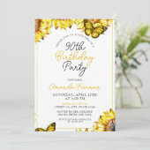 Invitation Elégant tournesol 90e anniversaire (Debout devant)