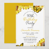 Invitation Elégant tournesol 90e anniversaire (Devant / Derrière)
