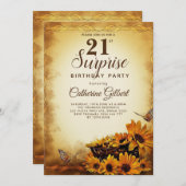 Invitation Élégant tournesol à papillon 21e anniversaire (Devant / Derrière)