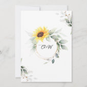 Invitation Elégant Tournesol Aquarelle Mariage (Dos)