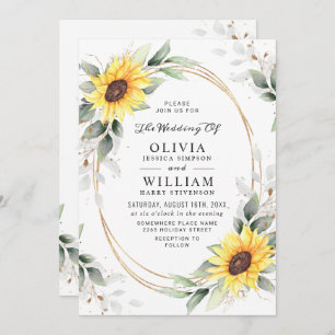 Invitation Elégant Tournesol Aquarelle Mariage