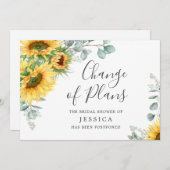 Invitation Élégant tournesol Changement de plan Fête des mari (Devant / Derrière)