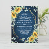 Invitation Elégant tournesol Eucalyptus Aquarelle mariage I (Debout devant)