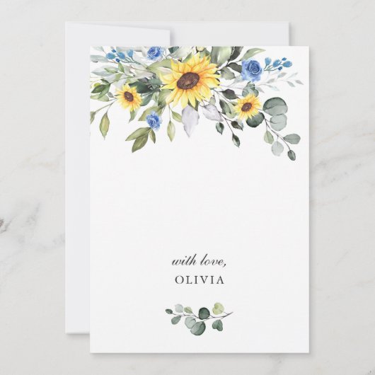 Invitation Élégant Tournesol Eucalyptus BRIDAL BRUNCH (Dos)