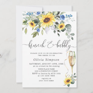 Invitation Elégant tournesol Eucalyptus Brunch & Bubbly