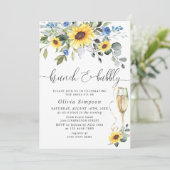 Invitation Elégant tournesol Eucalyptus Brunch & Bubbly (Debout devant)