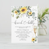 Invitation Elégant tournesol Eucalyptus Brunch & Bubbly (Debout devant)
