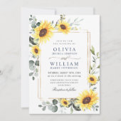 Invitation Elégant tournesol Eucalyptus Mariage Photo (Devant)
