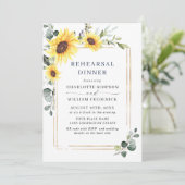 Invitation Elégant tournesol Eucalyptus RÉHEARSAL DÎNER QR (Debout devant)