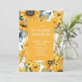 Invitation Élégant tournesol floral 50e anniversaire Mariage (Debout devant)