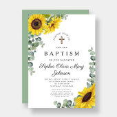 Invitation Élégant tournesol floral Baptême religieux