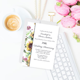 Invitation Élégant Tournesol Floral Mariage Anniversaire