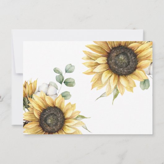 Invitation Élégant tournesol Mariage rustique (Dos)
