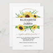 Invitation Élégant tournesol Mariage rustique (Devant / Derrière)