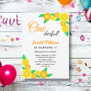 Invitation Elégant Tournesol Rustique Boho Floral 1er anniver