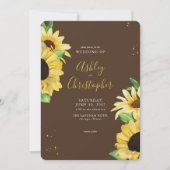 Invitation Élégant tournesol rustique Brown tout-en-un Mariag (Devant)
