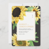 Invitation Élégant tournesol rustique noir Mariage tout-en-un (Devant)