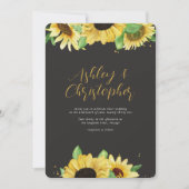 Invitation Élégant tournesol rustique noir Mariage tout-en-un (Devant)