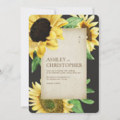 Invitation Élégant tournesol rustique noir Mariage tout-en-un (Devant)