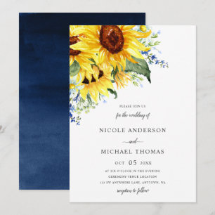 Invitation Élégant Tournesols Aquarelle Mariage Floral