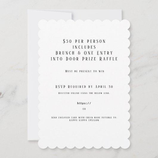 Invitation Elégant tourteau rose Eucalyptus Brunch et Bubbly (Dos)