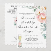 Invitation Elégant tourteau rose Eucalyptus Brunch et Bubbly (Devant / Derrière)