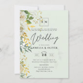 Invitation Elégant tout-en-1 blanc Roses Mariage botanique In (Devant)