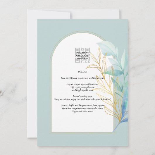 Invitation ELEGANT tout-en-1 Mariage d'armature en laiton dor (Dos)