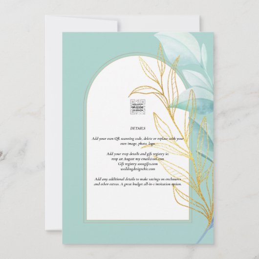 Invitation Élégant tout-en-1 verre de mer Turquoise Mariage f (Dos)