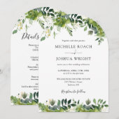 Invitation Élégant Tout En Un Arche Florale De Verdure Mariag (Devant / Derrière)