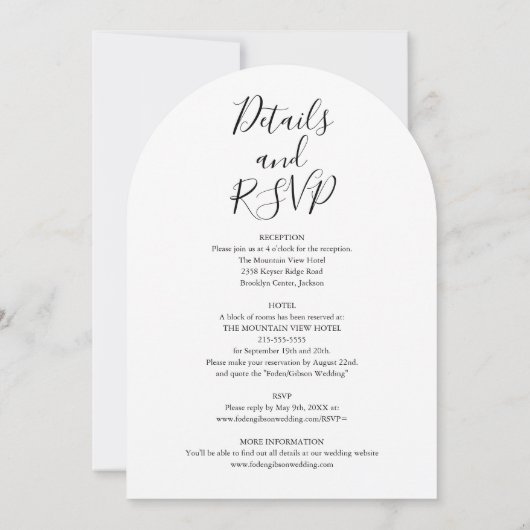 Invitation Élégant tout en un Mariage d'arc fleuri (Dos)