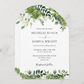 Invitation Élégant tout en un Mariage d'arc fleuri (Devant / Derrière)