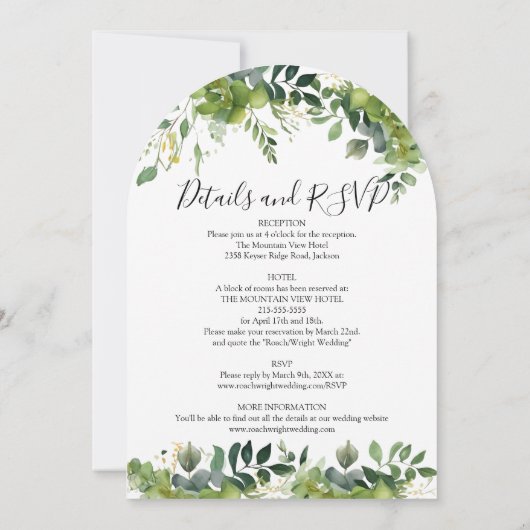 Invitation Élégant tout en un Mariage d'arc fleuri (Dos)