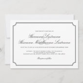Invitation Élégant tout-en-un QR RSVP blanc Mariage simple (Devant)
