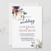 Invitation Élégant tout en un Rose de la marine de Bourgogne (Devant)