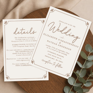 Invitation Élégant Tout-En-Un Simple Mariage Crème