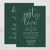 Invitation Élégant Tout simplement l'amour Mariage émeraude v (Devant / Derrière)