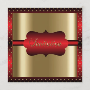 Invitation Élégant Toute Occasion   Rouge et Or