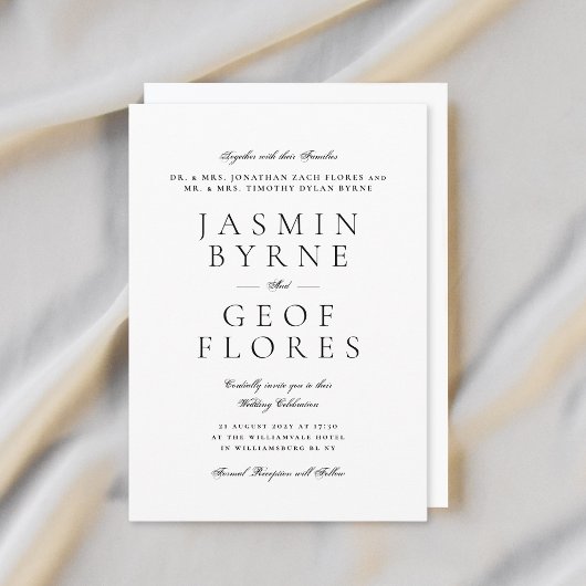 Invitation Elegant Traditional Classic White Formal Wedding