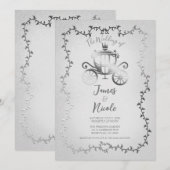 Invitation Élégant transport d'argent Livre blanc Mariage (Devant / Derrière)