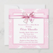 Invitation Elégant transport rose Damask Baby shower Invitati (Dos)