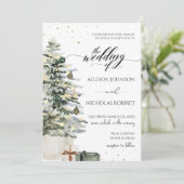 Invitation Elegant Tree lights winter christmas wedding (Debout devant)
