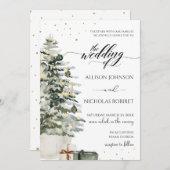 Invitation Elegant Tree lights winter christmas wedding (Devant / Derrière)