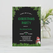 Invitation Elegant tree pine CHRISTMAS PARTY Black green   (Debout devant)