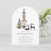 Invitation Elegant Tree Reindeer Christmas Corporate Party (Debout devant)