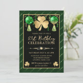 Invitation Élégant Trèfle de la Saint-Patrick Vert et Or 21e (Debout devant)