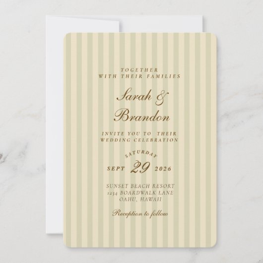 Invitation Élégant trié | Mariage classique beige (Devant)