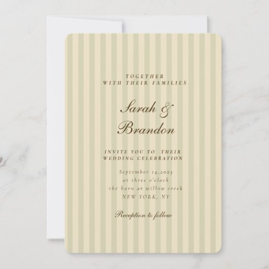 Invitation Élégant trié | Mariage classique beige (Devant)