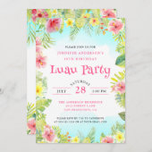 Invitation Elégant Tropical Aloha Luau fête d'anniversaire ro (Devant / Derrière)